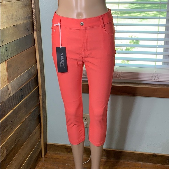 Yelete Pants - Yelete Coral Capri Stretch Jeggings Large NWT